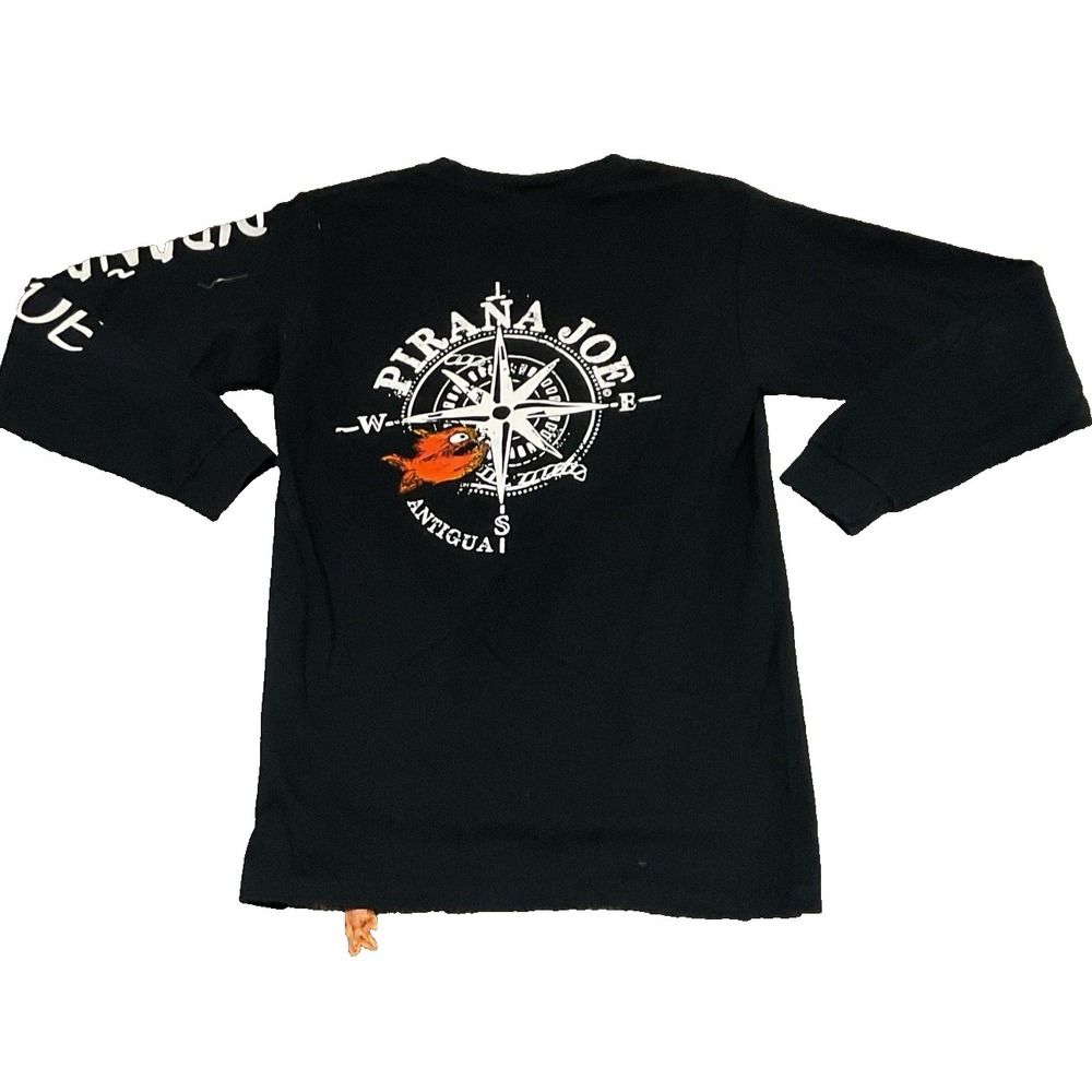 Classic Iconic Pirana Joe Antiqua Compass Fish Long Sleeve Graphic T-Shirt  CH S